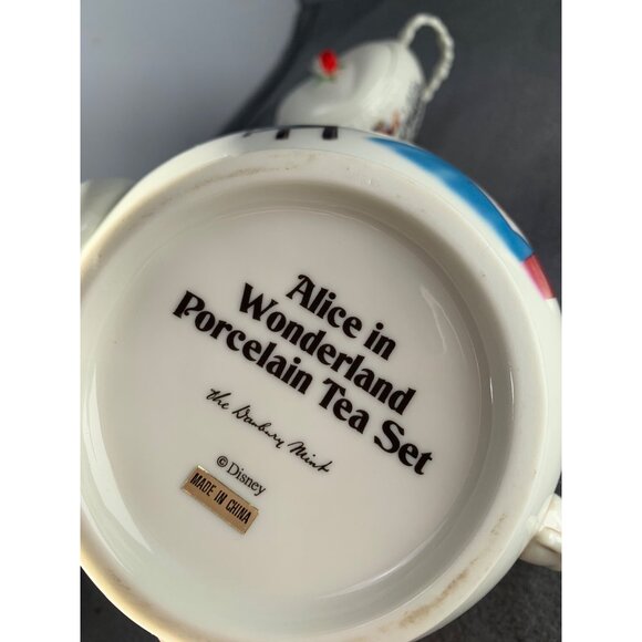 Disney Alice In Wonderland Porcelain Tea Set Teapot Sugar Bowl & Creamer Danby M - Picture 2 of 16